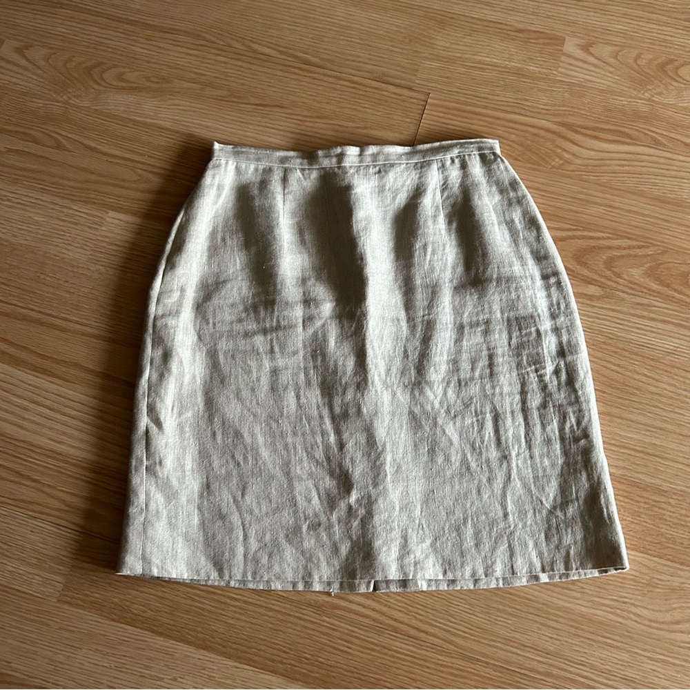 Vintage Petite Sophisticate 100% Linen Mini Skirt Size 2